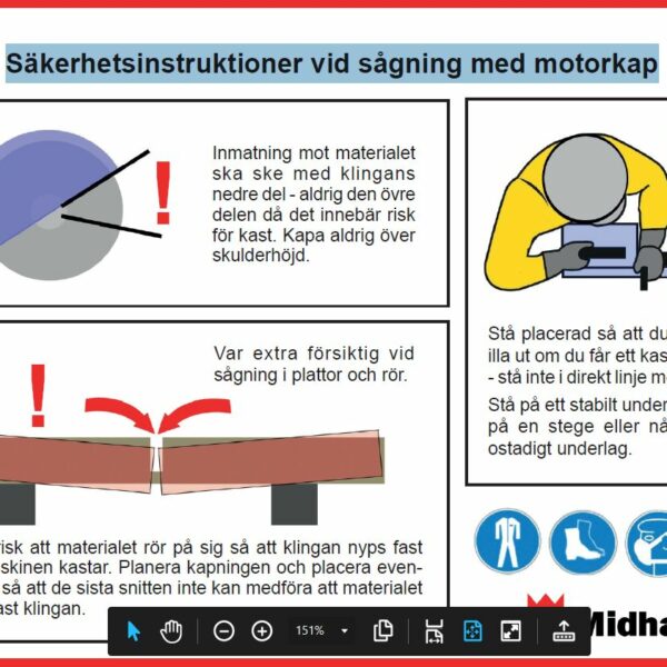 Säkerhetsinstruktioner vid sågning med motorkap - Bild 3
